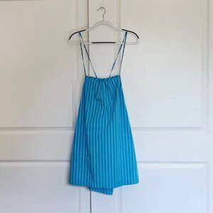 Blue and White Striped Loose Sundress with Straps that Tie in the Back